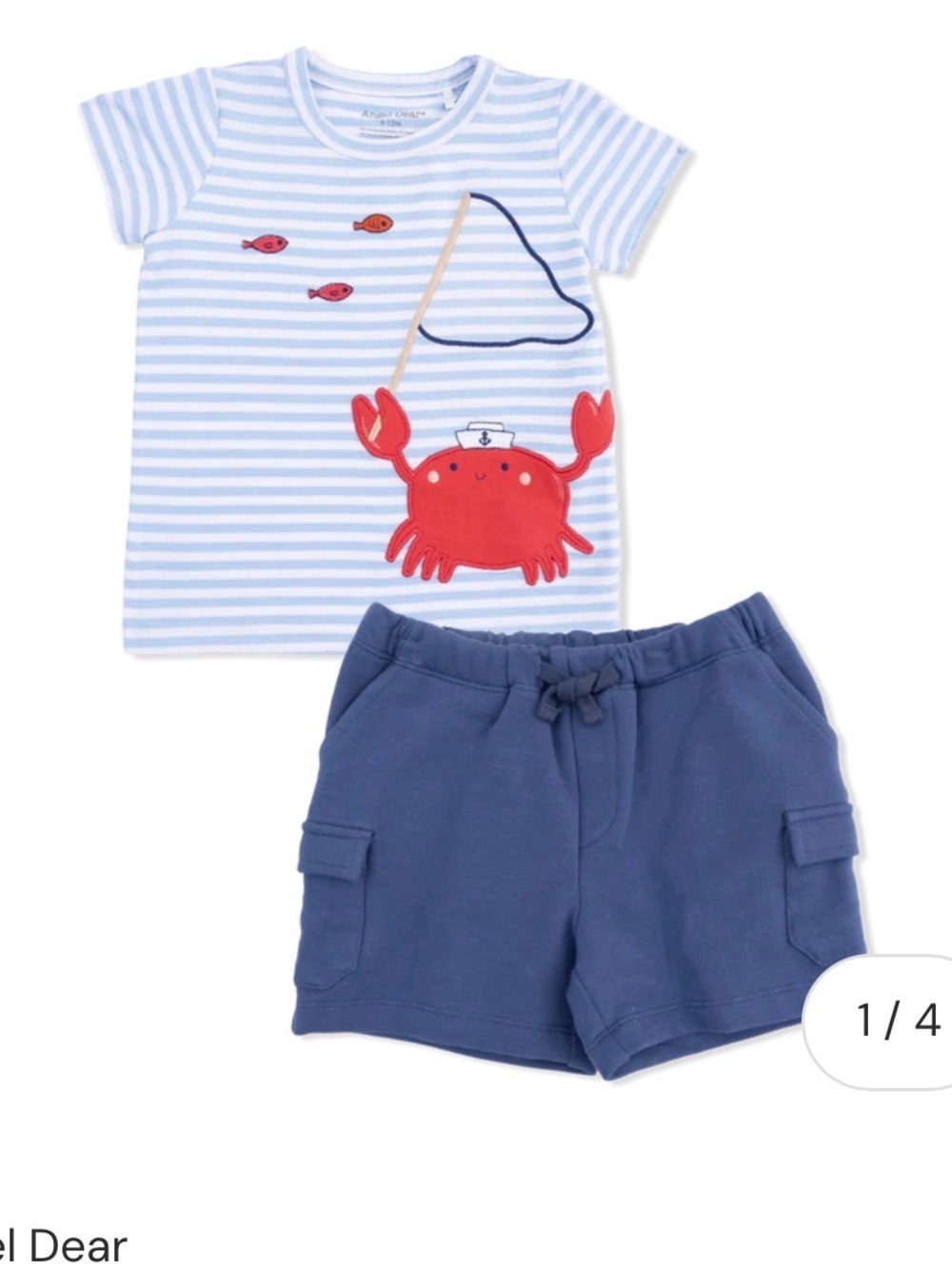 Angel Dear NWT Sailor Sea Creatures Applique Crew Neck w/ Cargo Short